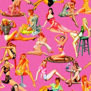Sexy 60's Pinups in Grainy Lipstick Pink
