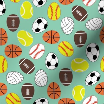 sports Easter eggs fabric - kids easter fabric -mint