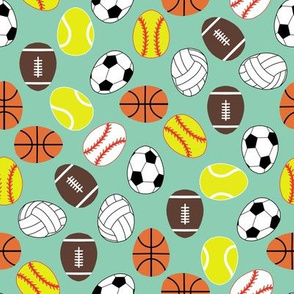 sports Easter eggs fabric - kids easter fabric -mint