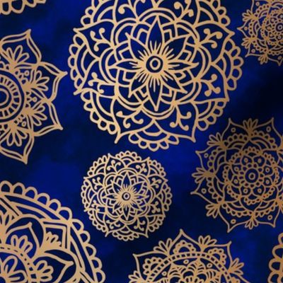 Blue and Gold Mandala Pattern