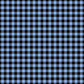 Small Gingham Pattern - Pale Cerulean and Black