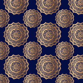 blue gold mandala medallion pattern