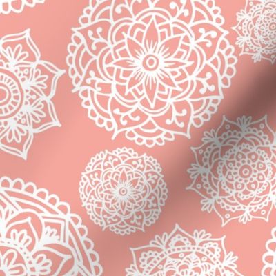 pink and white mandala pattern