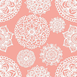 pink and white mandala pattern