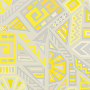 African Tribal Dance - Yellow Gray 