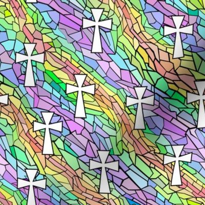stained glass rainbow pastel with crosses 8