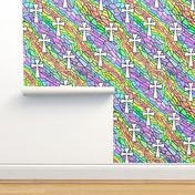 stained glass rainbow pastel with crosses 8
