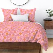 Retro Midcentury Flowers - Pink Orange 