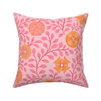 Retro Midcentury Flowers - Pink Orange 