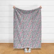 Retro Midcentury Flowers - Grey Pink 