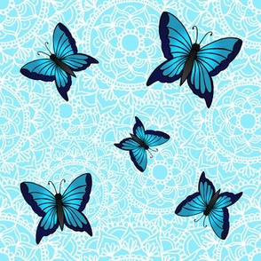 Blue Butterfly Mandala Pattern