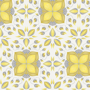 Illuminating Yellow Ultimate Gray Floral Tile
