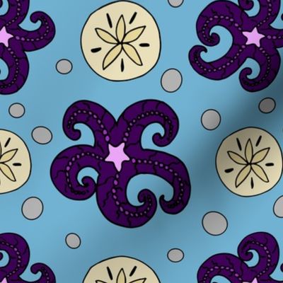 Starfish and Sand Dollars Coastal Pattern