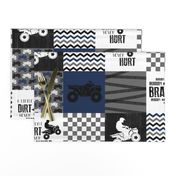 4 Wheel/ATV/A little Dirt Never Hurt//Navy - Wholecloth Cheater Quilt