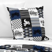 4 Wheel/ATV/A little Dirt Never Hurt//Navy - Wholecloth Cheater Quilt