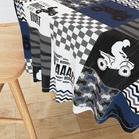 4 Wheel/ATV/A little Dirt Never Hurt//Navy - Wholecloth Cheater Quilt