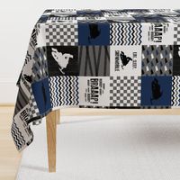 Eat Sleep Snowmobile//Navy - Wholecloth Cheater Quilt