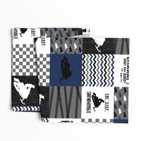 Eat Sleep Snowmobile//Navy - Wholecloth Cheater Quilt