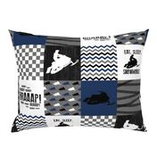 Eat Sleep Snowmobile//Navy - Wholecloth Cheater Quilt