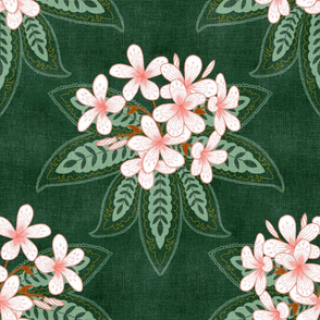 Boho Plumeria Damask (teal) 18”