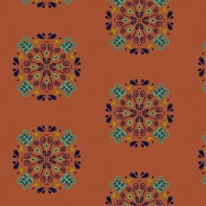 Paisley Mandalas - Southwest Palette of Turquoise Orange and Burnt Orange