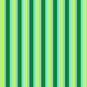 Spring Stripes (#3) - Narrow Spring Blue Ribbons with Pretty Pale Green and Elf Green