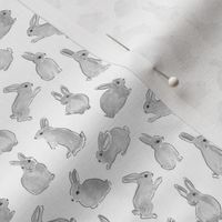 mini micro // Gray Rabbit Easter Fabric Watercolor Bunny Rabbits by Erin Kendal