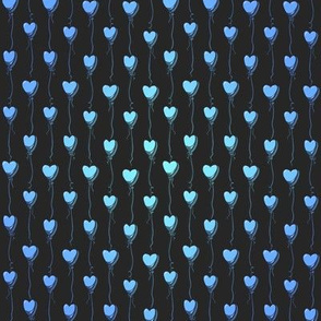 Polka Dot Pinstripe Heart Balloons (Dark Blue)