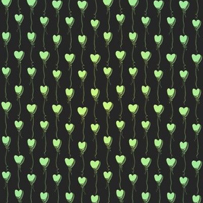 Polka Dot Pinstripe Heart Balloons (Dark Green)