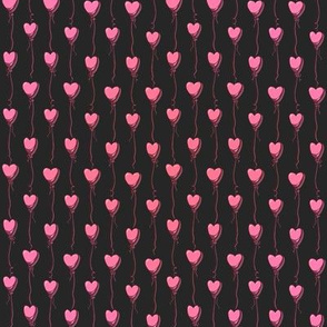 Polka Dot Pinstripe Heart Balloons (Dark Pink)