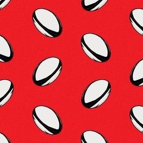 rugby ball fabric - rugby -red