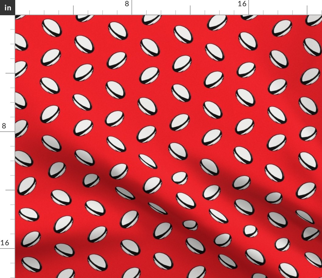 rugby ball fabric - rugby -red