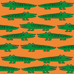 gator fabric - green and orange