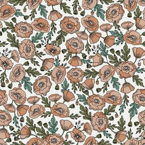 poppies floral fabric - poppy flower, spring floral fabric, autumn floral fabric, baby fabric, nursery fabric, poppies nursery, baby girl bedding - neutral