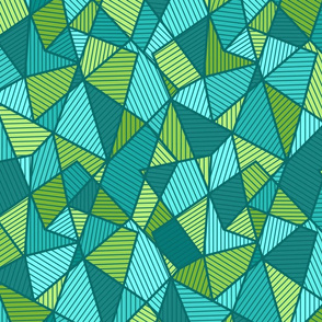 striped polygons -  turquoise & green