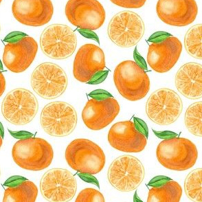 Watercolor tangerines, tiny size