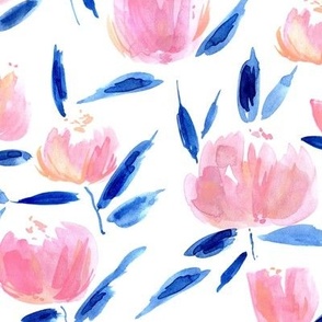 painterly watercolor stylised peonies for modern home decor bedding nursery - florals flowers 080 -1