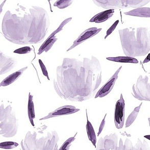 Lilac painterly watercolor stylised peonies for modern home decor bedding nursery - florals flowers 080 -9