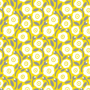 Yellow and Gray Floral