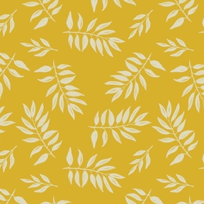 Cream leaves on mustard