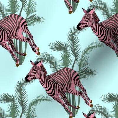 Zebra with palm - mint - medium