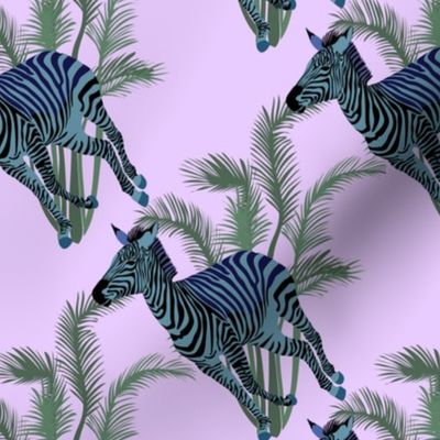 Zebra with palm - pink - medium