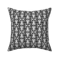 Mythos - Nautical Octopus Damask Charcoal Black Small Scale