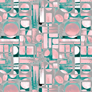 Watercolor pink and teal geometry