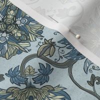 Chintz Flowers and Birds warm grey and blue