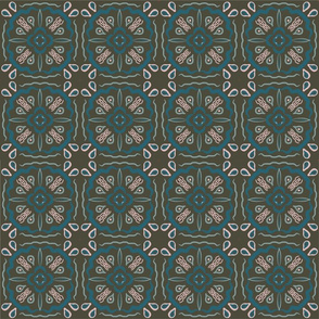 Tile Inspired Mandala Pattern - Teal, Pastel Pink and Brownv 06_ 2 14 40 PM