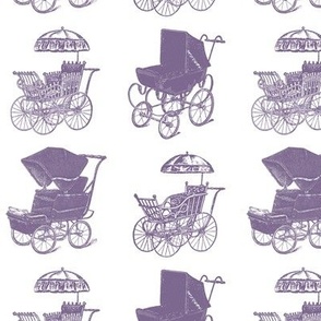  Antique Baby Carriages in Purple with a White Background (Regular Scale)