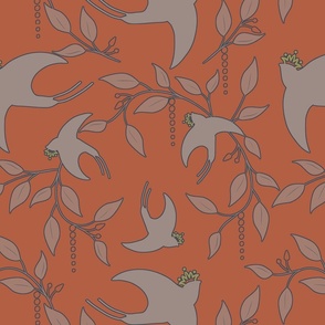 Crowned Swallows   - Gray on Rust Wallpaper