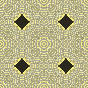 Yellow and Gray - Zebra Labyrinth with Black Diamonds