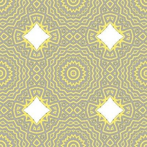 Yellow and Gray - Zebra Labyrinth with White Diamonds